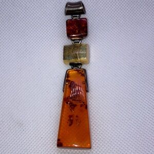 Resin Baltic Amber look & silver statement pendant